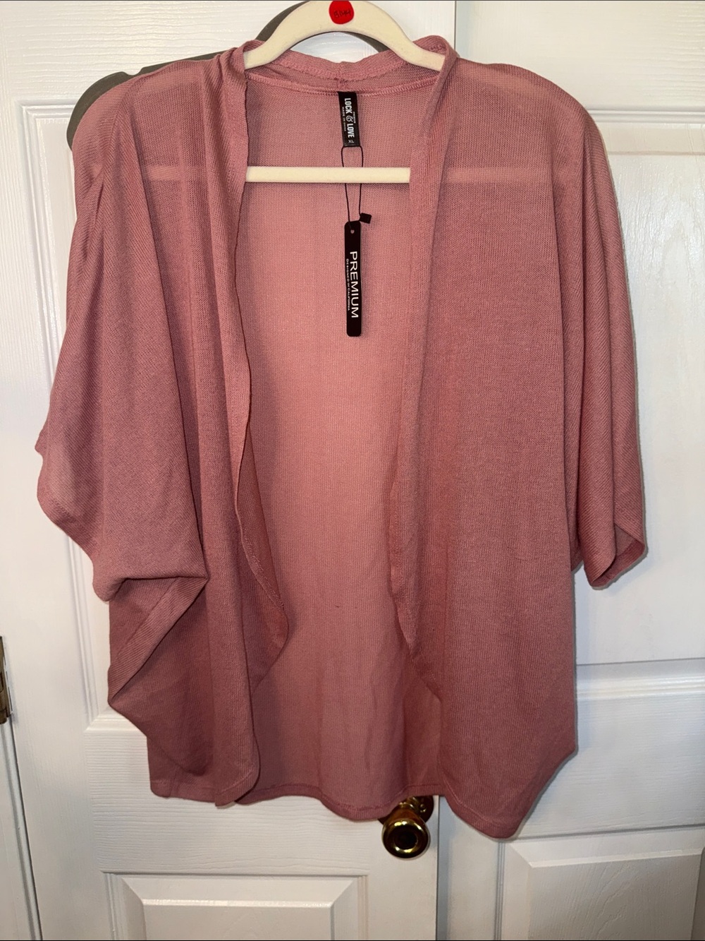 Lock & Love Open-Front Lightweight Cardigan in Dusty Rose - Premium